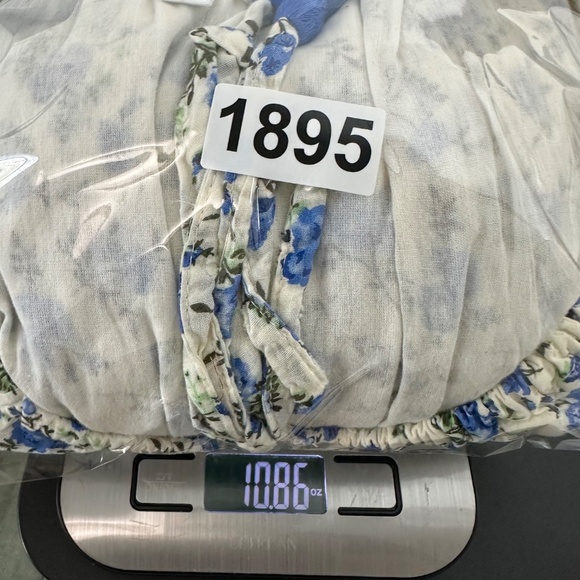 Tea Rose Blue & White Ditsy Floral Coquette Cottagecore Midi Dress Sz Small - Picture 7 of 7